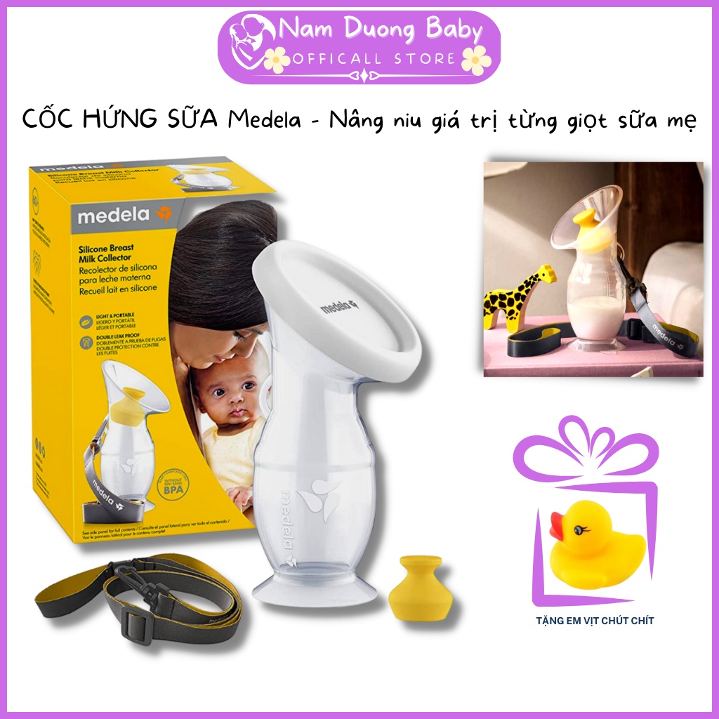 Cốc hứng sữa Medela Silicone Breast Milk Collector 100ml có nút bịt- nắp đậy bảo quản sữa,đế giữ chân không đổ