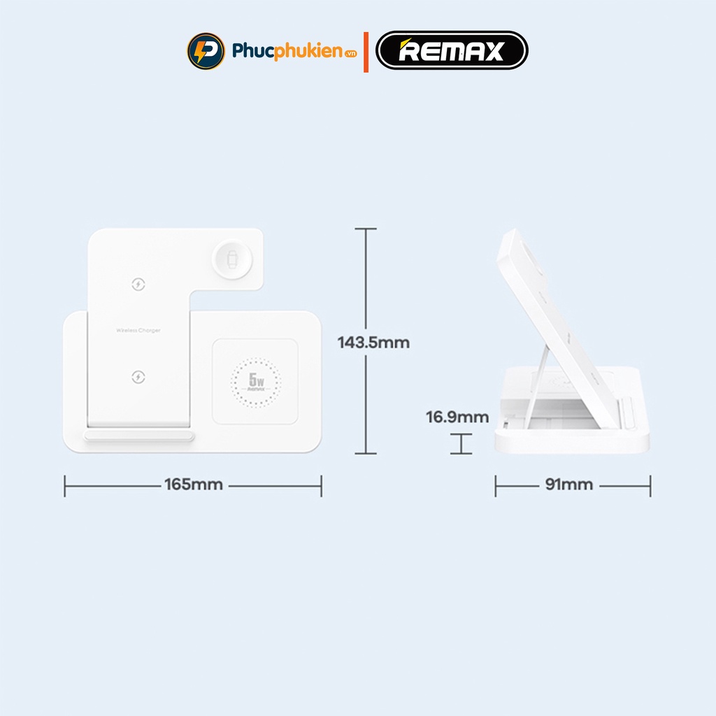Đế sạc không dây đa năng 3in1 22w chính hãng Remax RP W70 sạc không dây 15W cho 8 Plus trở lên Phúc Phụ Kiện Remax
