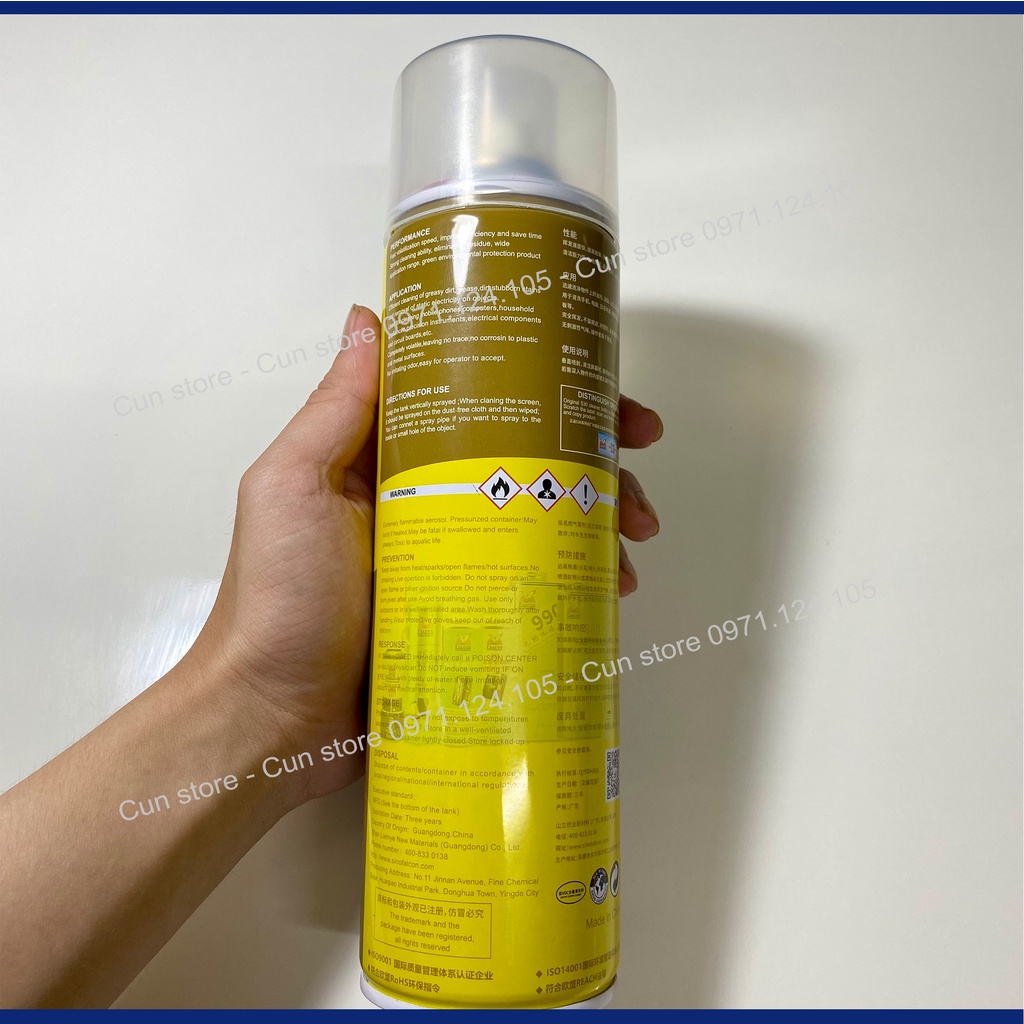 Chai xịt tẩy keo Falcon 530, chai xịt lau linh kiện, tẩy rửa màn hình điện thoại, lọ xịt rửa vết bẩn - 550ml | Cún Store