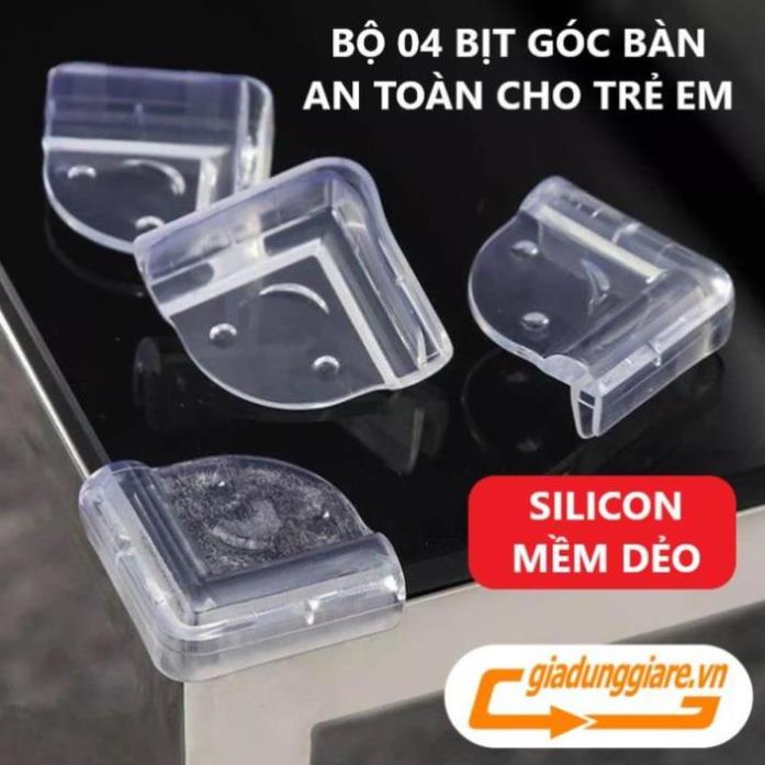 BỊT GÓC BÀN silicon (SET 04 cái) bọc nhựa cạnh bàn đệm cao su góc tủ bàn kính an toàn cho trẻ em