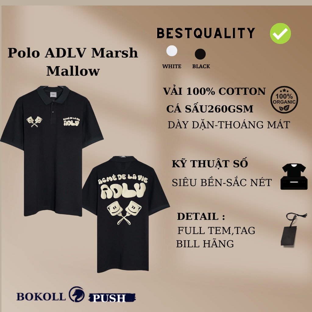 Áo thun ADLV Marsh Mallow phong cách STREET STYLE nam nữ form rộng vải cotton 100 % Bestquality 1:1