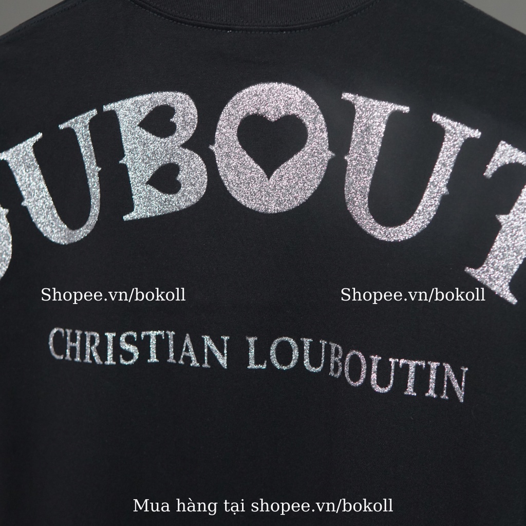 Áo louboutin nam nữ chữ đính kim tuyên form rộng vải cotton organic 100% Áo louboutin nam nữ hàng Bestquality QC