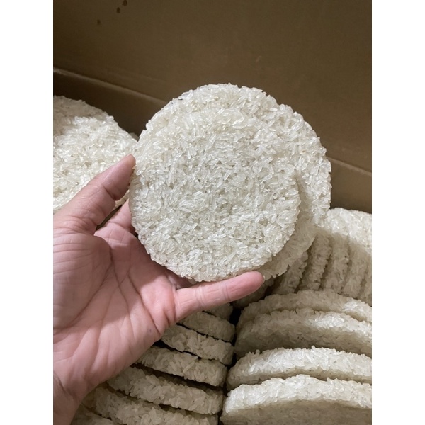 1kg cơm cháy chưa chiên tròn gạo nếp size 14cm