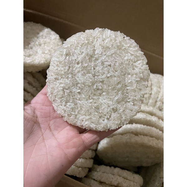 1kg cơm cháy chưa chiên tròn gạo nếp size 14cm