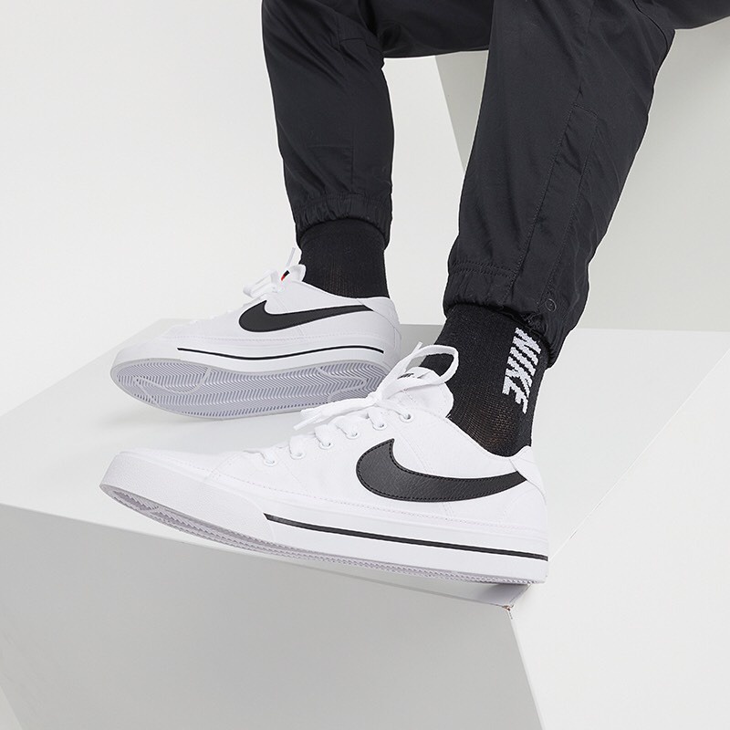 Giày Nike Court Legacy Canvas 'White Black' CW6539-101