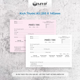Phiếu thu 2 liên khổ A5 (21 x 15)cm, 100 tờ/cuốn