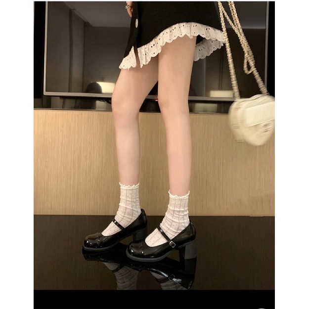 Giày mary jane mũi đen - đế cao 6 phân - giày da mềm - CÓI SHOES