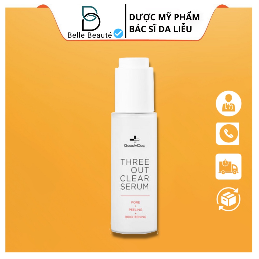 Serum dưỡng trắng sáng mờ thâm Goodndoc Three Out Clear Serum tăng độ đàn hồi, ngăn ngừa tình trạng lão hóa da 50ml