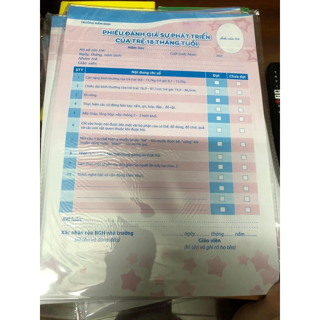 PHIẾU ĐÁNH GIÁ SỰ PHÁT TRIỂN CỦA TRẺ TỪ 12 THÁNG TUỔI ĐẾN 6 TUỔI