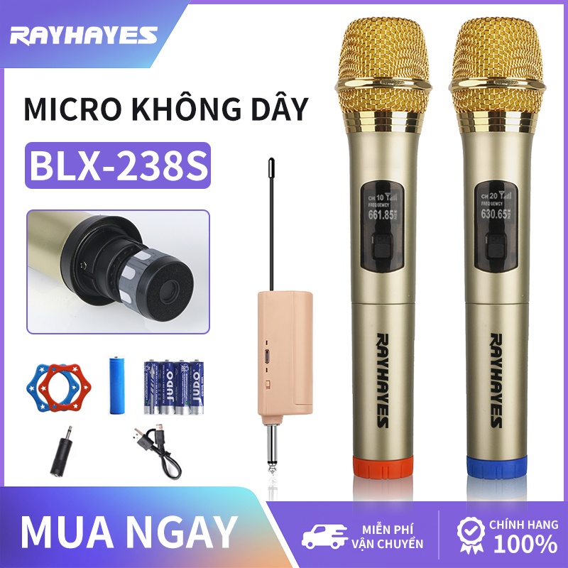 Micro karaoke không dây cao cấp RAYHAYES BLX-238S mẫu mới tích hợp màn hình led chuyên nghiệp công nghệ mới 2023