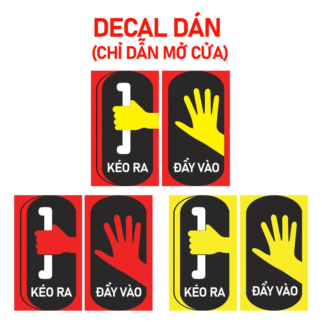 (1 bộ 2 tấm) Decal dán cửa kính chỉ dẫn mở cửa PULL - PUSH (KÉO - ĐẨY)