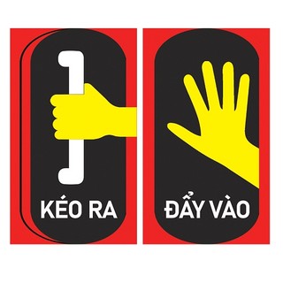 (1 bộ 2 tấm) Decal dán cửa kính chỉ dẫn mở cửa PULL - PUSH (KÉO - ĐẨY)