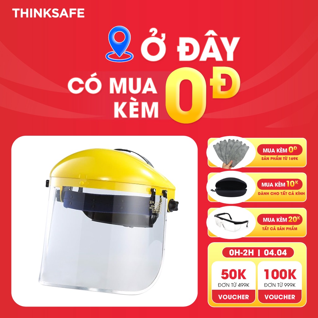 Kính chắn bảo hộ Blue Eagle Thinksafe, mũ kính bảo vệ che cả khuôn mặt, chống bụi, trong suốt, mài, phòng dịch, đa dụng