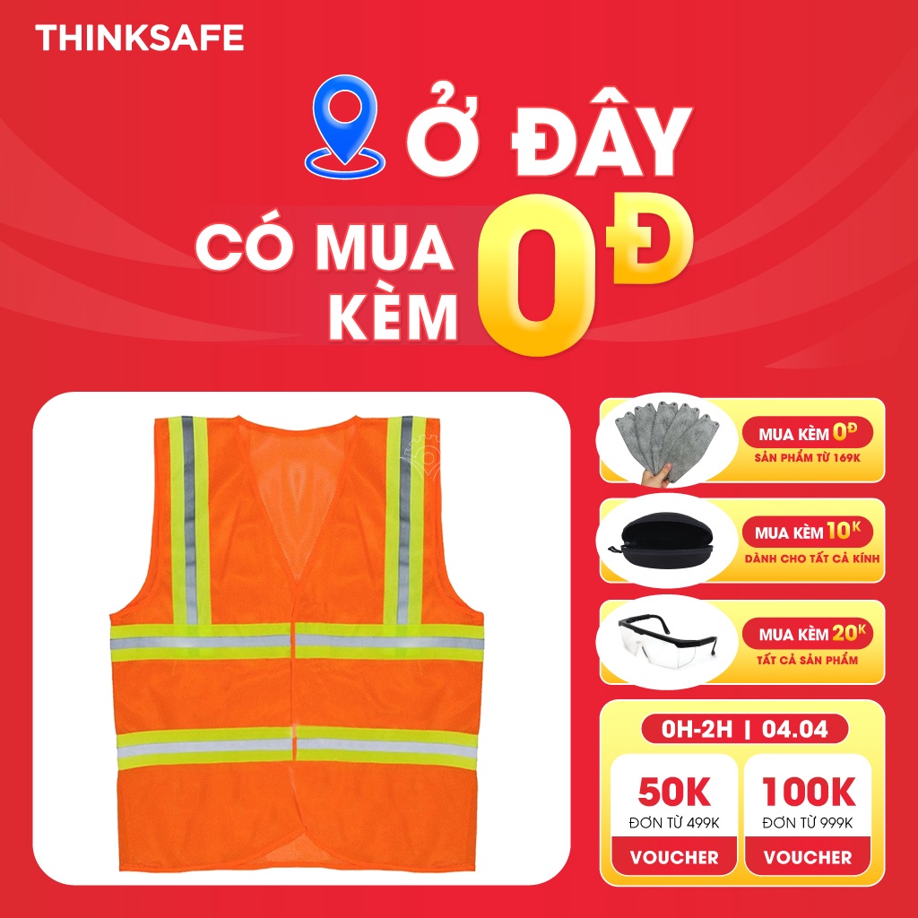 Áo gile phản quang vải lưới Thinksafe, thoáng mát, mỏng nhẹ chuyên dùng cho công nghiệp, công trình - TSL01