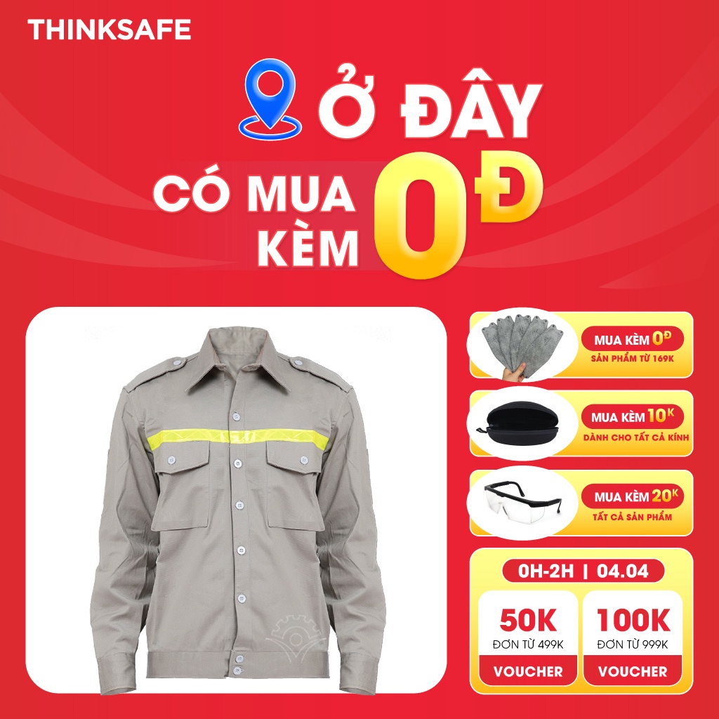 Quần áo bảo hộ lao động Thinksafe áo lao động kỹ sư công nhân có túi hộp thoải mái thoáng mát thấm hút mồ hôi DN03