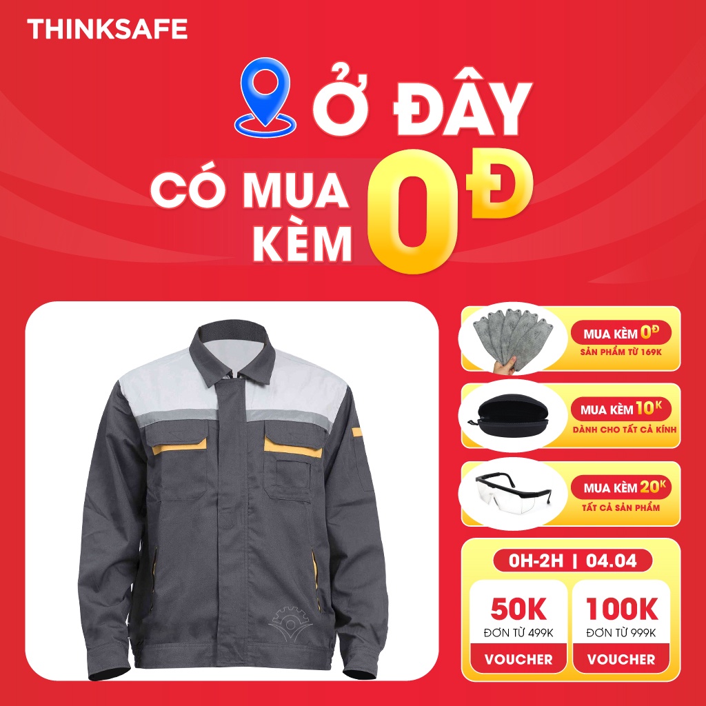 Quần áo bảo hộ lao động Thinksafe áo lao động kỹ sư công nhân có túi hộp thoải mái thoáng mát thấm hút mồ hôi PR04