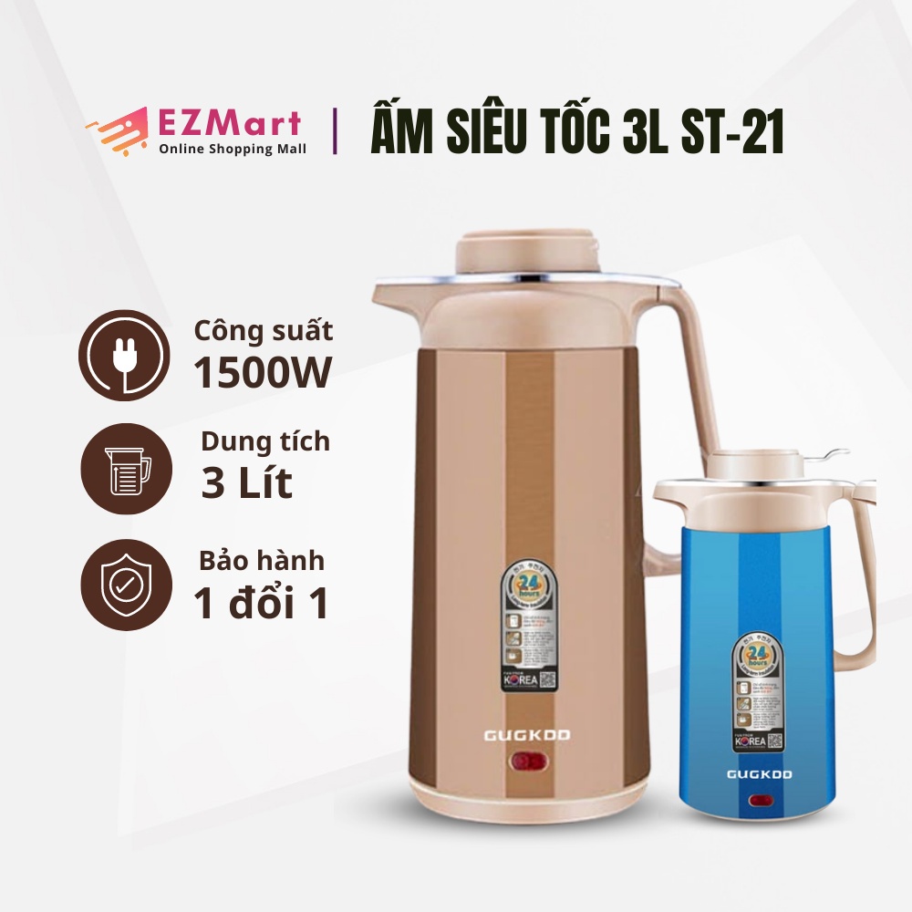 Ấm Siêu Tốc Đa Năng 2 In 1 ST21 3L, Ấm Đun Nước Kèm Bình Giữ Nhiệt Chất Liệu Cao Cấp Không Gỉ Sôi Nhanh