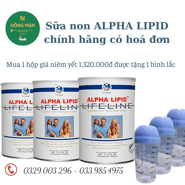 Sữa non ALPHA LIPID LIFELINE 450G NewZealand chính hãng tặng 1 hộp trà thảo mộc