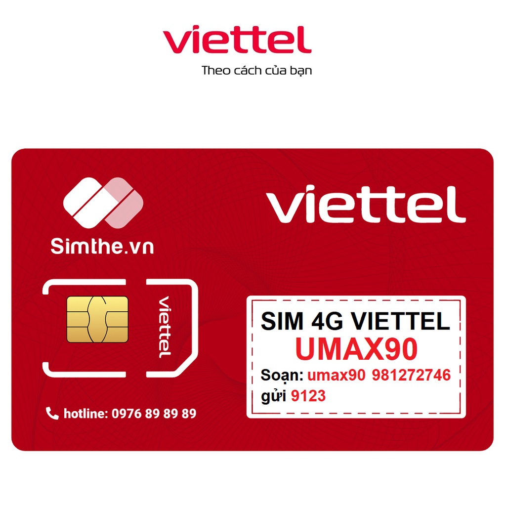 Sim 4G Viettel UMAX90 Data Không Giới Hạn - Max Băng Thông Chỉ 90k/Tháng. Dùng Toàn Quốc - Hàng Chính Hãn