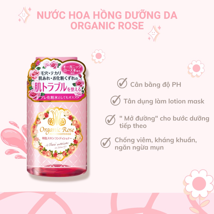 Nước Hoa Hồng MEISHOKU Organic Rose Hoa Hồng Hữu Cơ Thu Nhỏ Lỗ Chân Lông, Dưỡng Trắng 200ml