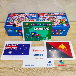Bộ Thẻ Học Thông Minh Song Ngữ FLASHCARD Quốc Kỳ Các Quốc Gia Châu Úc
