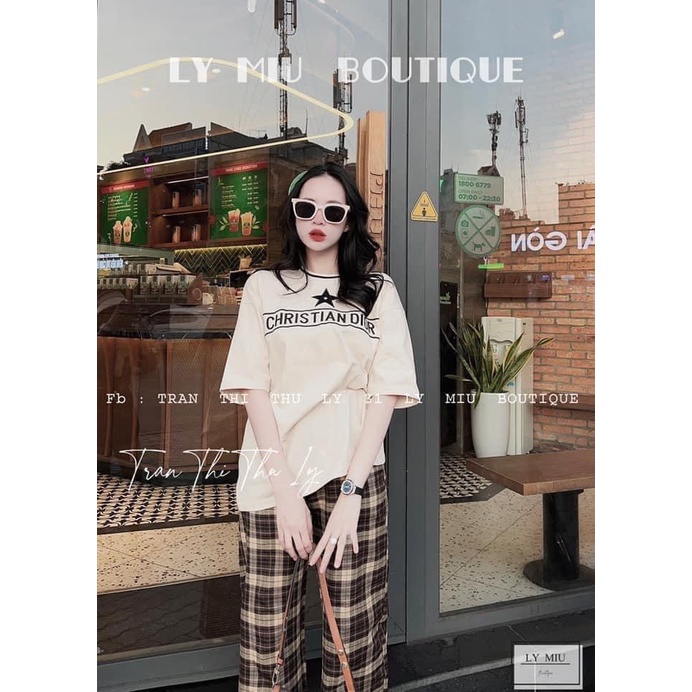 Set bộ áo thun quần kẻ caro