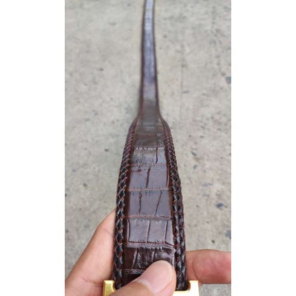 Dây nịt da bụng cá sấu liền tấm 4cm  H29N1