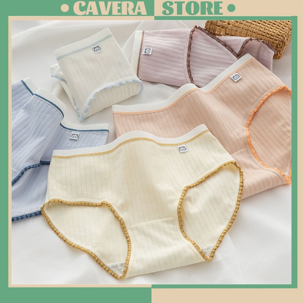 Quần lót nữ cotton - Quần chip nữ cute gân tăm Nhật Bản co dãn siêu đáng yêu Cavera L382