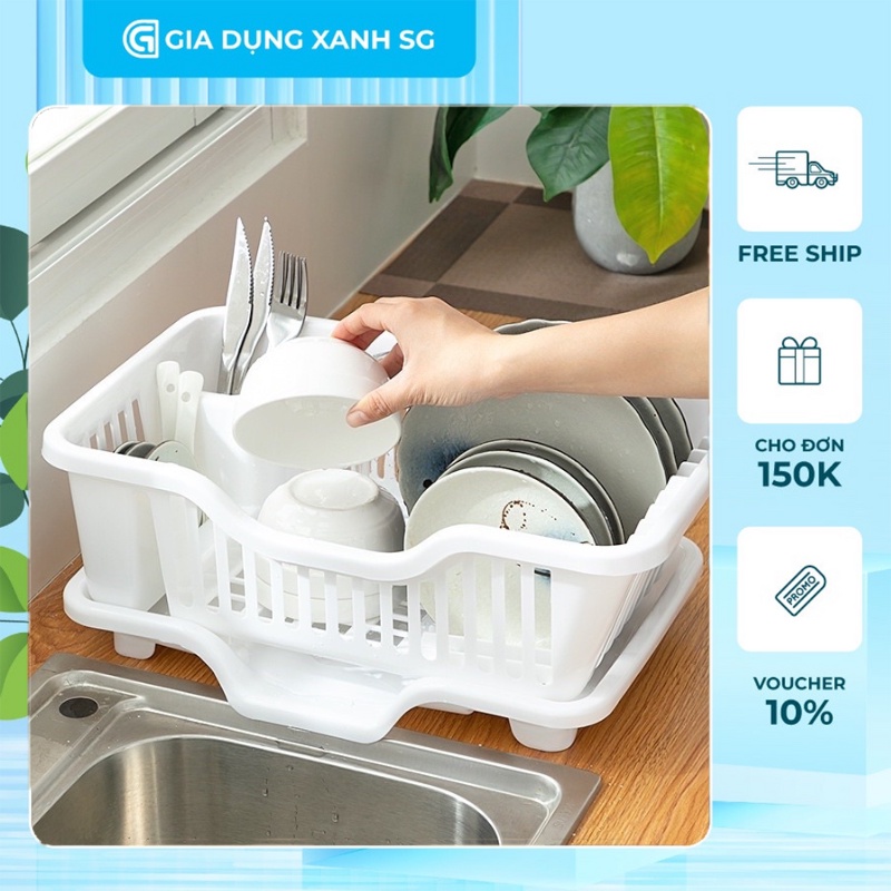 Rỗ Úp Chén Dĩa, Có Khay Để Ống Đũa, Có Khay Hứng Nước – Rổ Đa Năng, Đựng Nhiều Đồ