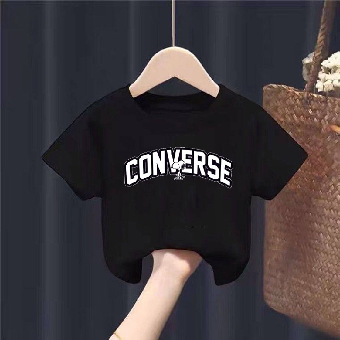 Áo phông cộc tay in chữ convere 4 màu  xanh, trắng , đen, đỏ cho bé trai bé gái