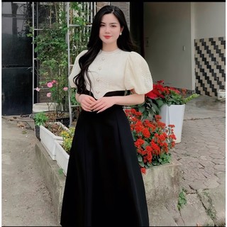 ĐẦM PHỐI REN TAY BỒNG SIÊU SANG