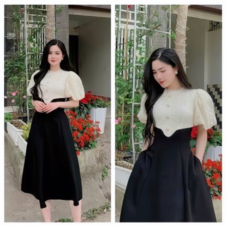 ĐẦM PHỐI REN TAY BỒNG SIÊU SANG