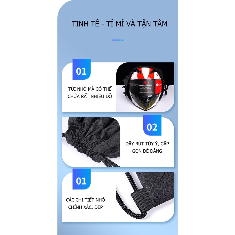 Túi vải rút đựng mũ bảo hiểm hạn chế trầy xước với 3 kích cỡ lựa chọn - Hội quán Phượt XTU khuyên dùng