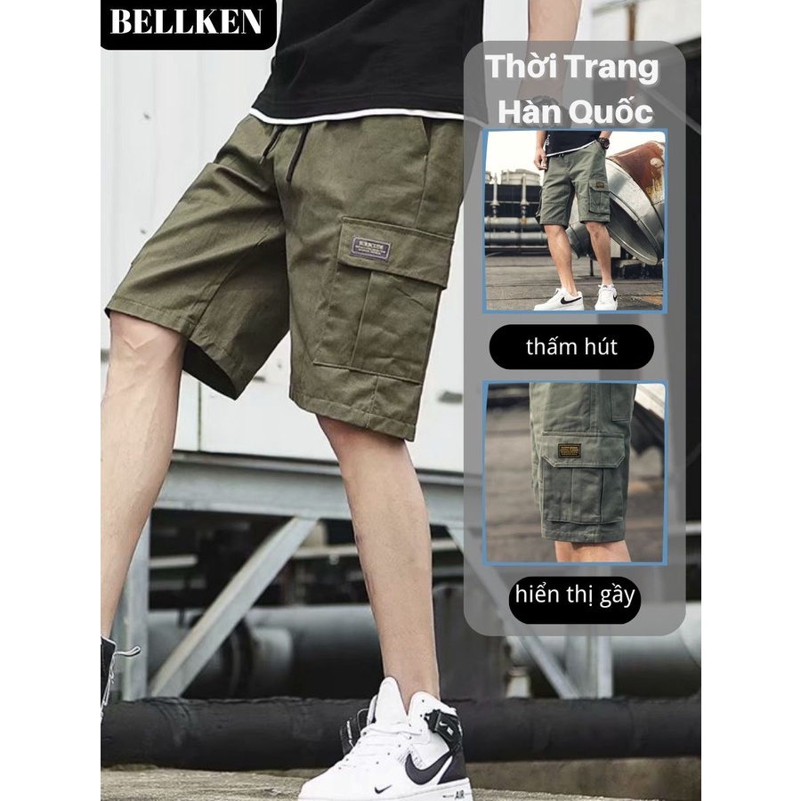 Quần short jogger nam vải đen co giãn chất dày dặn giống hình, bao đẹp Hàn Quốc