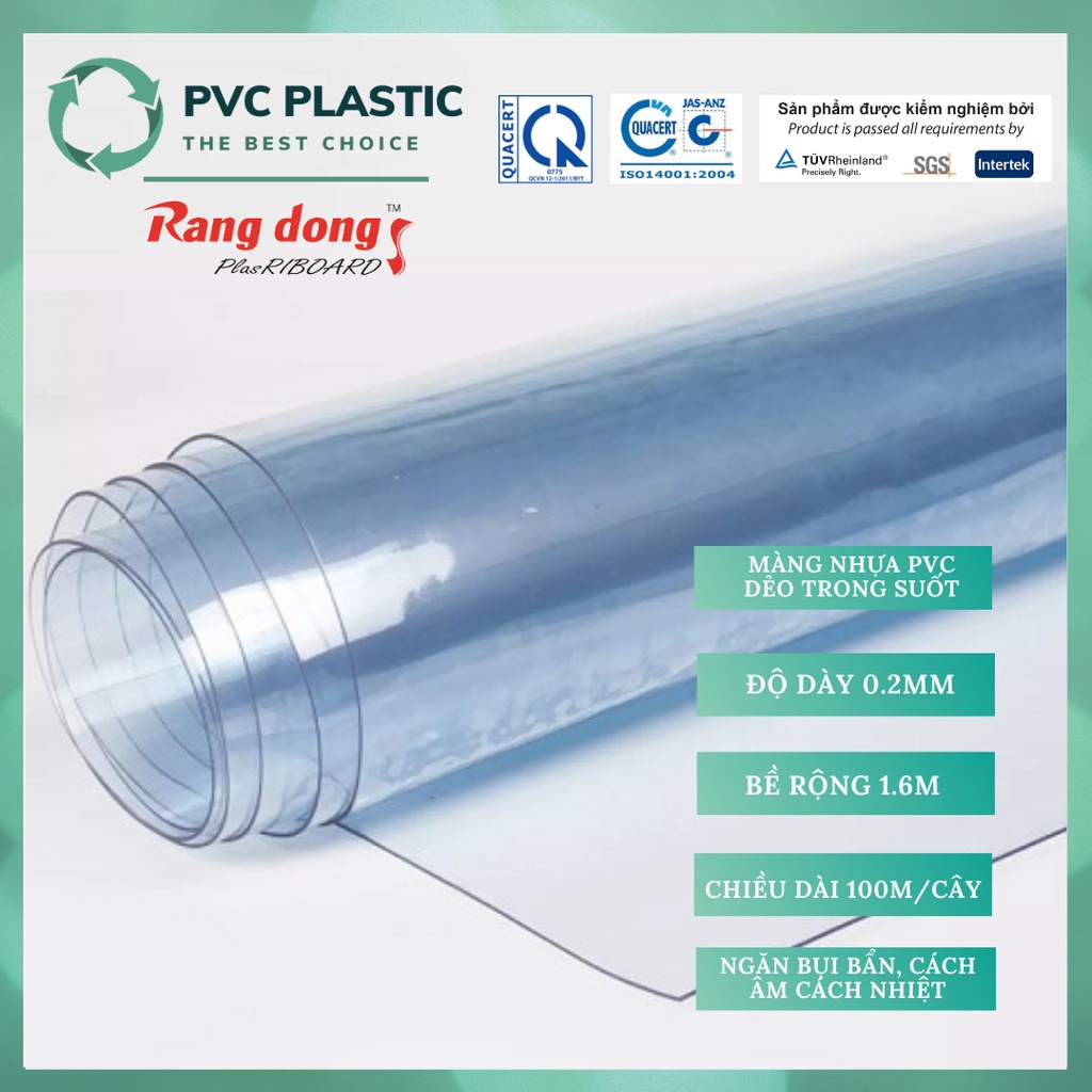 Màng nhựa PVC trong suốt làm vách ngăn - khổ rộng 1.6m bán theo mét