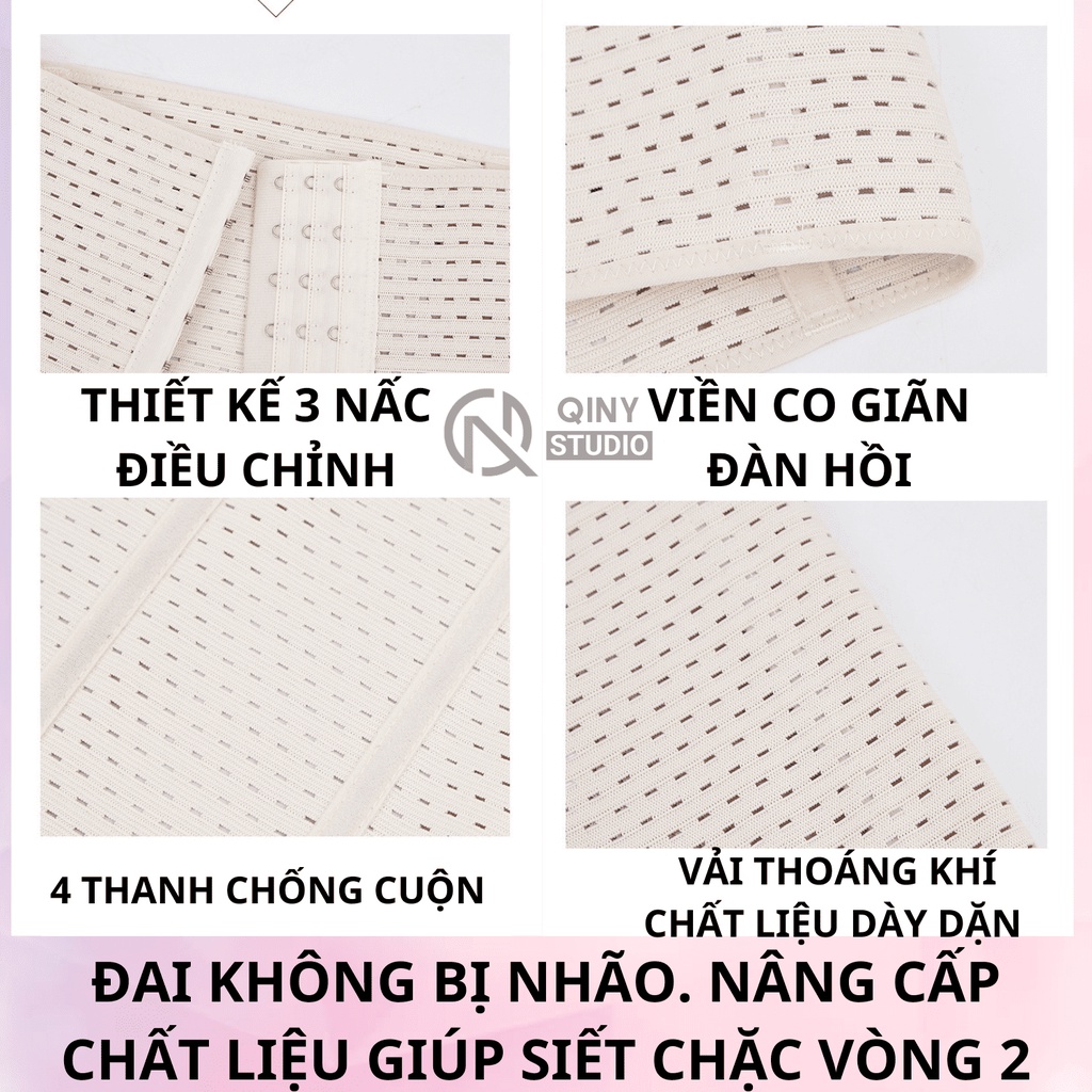 Đai nịt bụng QINY STUDIO gen thông thoáng co giãn định hình chống cuộn siết eo giảm mỡ sau sinh chính hãng