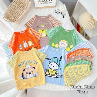 Bộ cộc tay thun lạnh loại đẹp 5 hình dễ thương cho bé trai bé gái