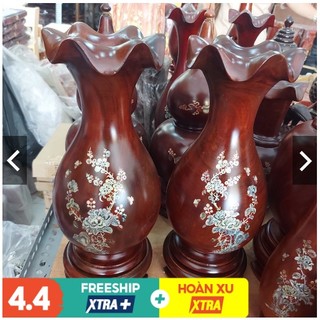 Cặp Lục Bình Gỗ Lim Cẩn Hoa