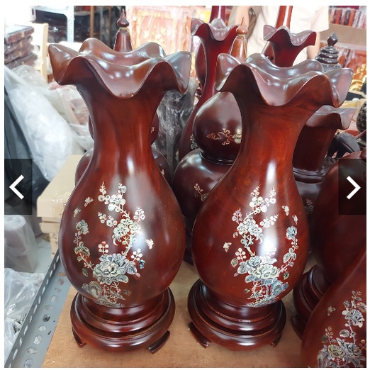 Cặp Lục Bình Gỗ Lim Cẩn Hoa