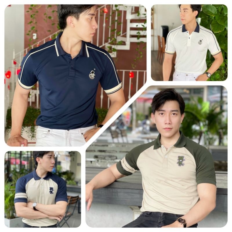 Áo polo nam in hình gấu cute, áo cao cấp vải cá sấu size VNXK sang trọng, thời trang - NEW UNISEX
