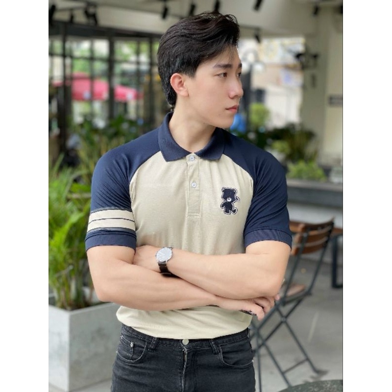 Áo polo nam in hình gấu cute, áo cao cấp vải cá sấu size VNXK sang trọng, thời trang - NEW UNISEX