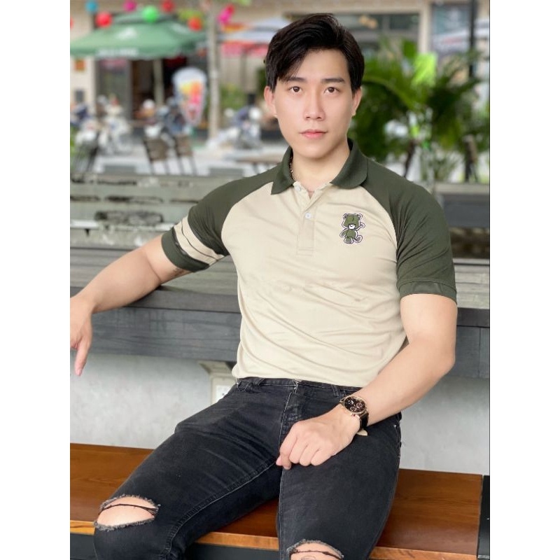 Áo polo nam in hình gấu cute, áo cao cấp vải cá sấu size VNXK sang trọng, thời trang - NEW UNISEX
