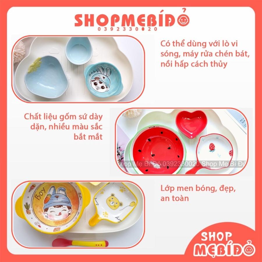 Combo Chén Sứ Ăn Dặm Kiểu Nhật Bát Ăn Dặm Cho Bé Hình Dễ Thương Kèm Khay Và Tặng Thìa Shop Mẹ Bí Đỏ