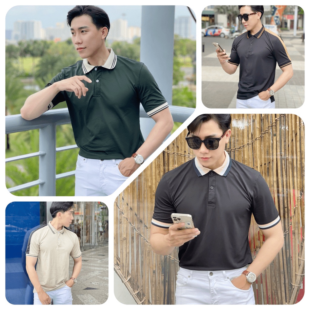 Áo thun POLO nam BASIC, PHỐI VIỀN TAY ÁO MẪU MỚI 2023, áo cao cấp vải cá sấu size VNXK sang trọng, thời trang - NEW UNIS