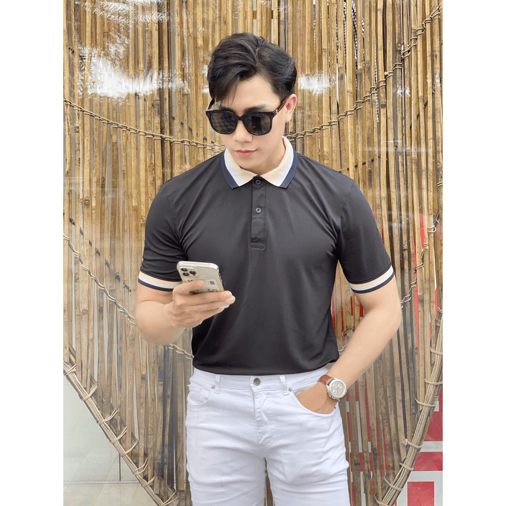 Áo thun POLO nam BASIC, PHỐI VIỀN TAY ÁO MẪU MỚI 2023, áo cao cấp vải cá sấu size VNXK sang trọng, thời trang - NEW UNIS