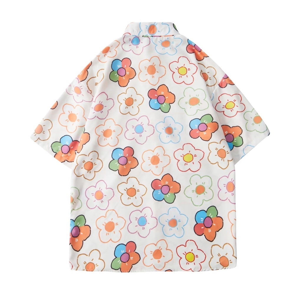 ♞AFF LIGA♞ Áo Sơ Mi In Hình Cây Cỏ Bãi Biển Haraju Chao Thời Trang Mùa Hè Trẻ Trung Giản Dị Dành Cho Cặp Đôi