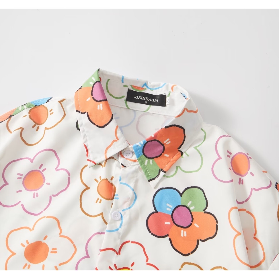 ♞AFF LIGA♞ Áo Sơ Mi In Hình Cây Cỏ Bãi Biển Haraju Chao Thời Trang Mùa Hè Trẻ Trung Giản Dị Dành Cho Cặp Đôi