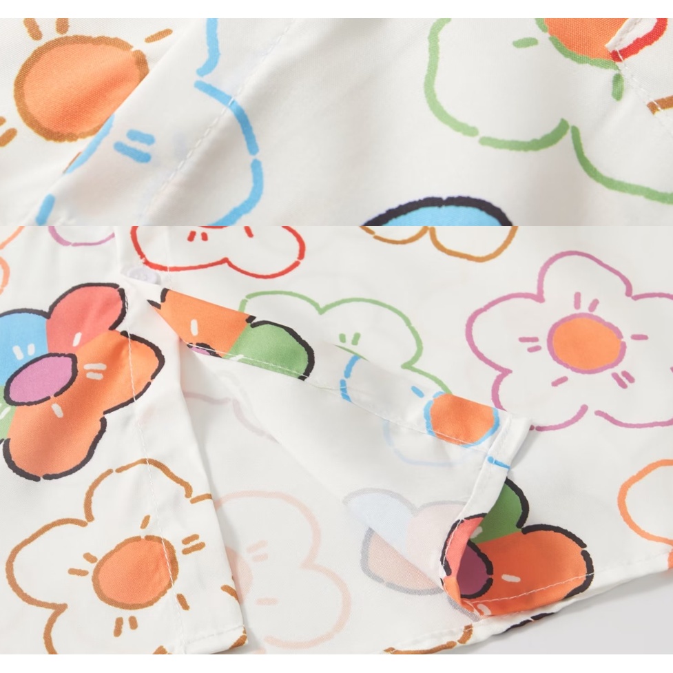 ♞AFF LIGA♞ Áo Sơ Mi In Hình Cây Cỏ Bãi Biển Haraju Chao Thời Trang Mùa Hè Trẻ Trung Giản Dị Dành Cho Cặp Đôi