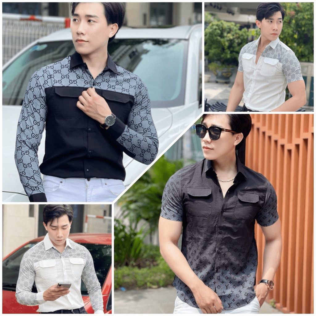 ÁO SƠ MI NAM CHẤT ĐŨI MÀU TRẮNG ĐEN HOTTREND, PHỐI TÚI THỜI TRANG "SIU HOT" - NEW UNISEX