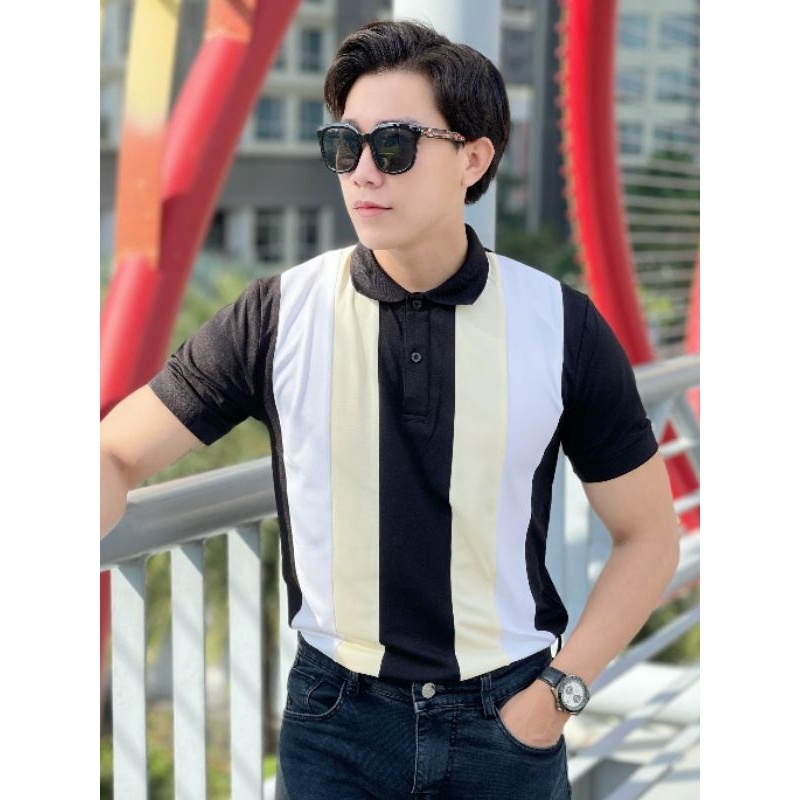 Áo polo nam PHỐI DỌC, áo cao cấp vải cá sấu size VNXK sang trọng, thời trang - NEW UNISEX
